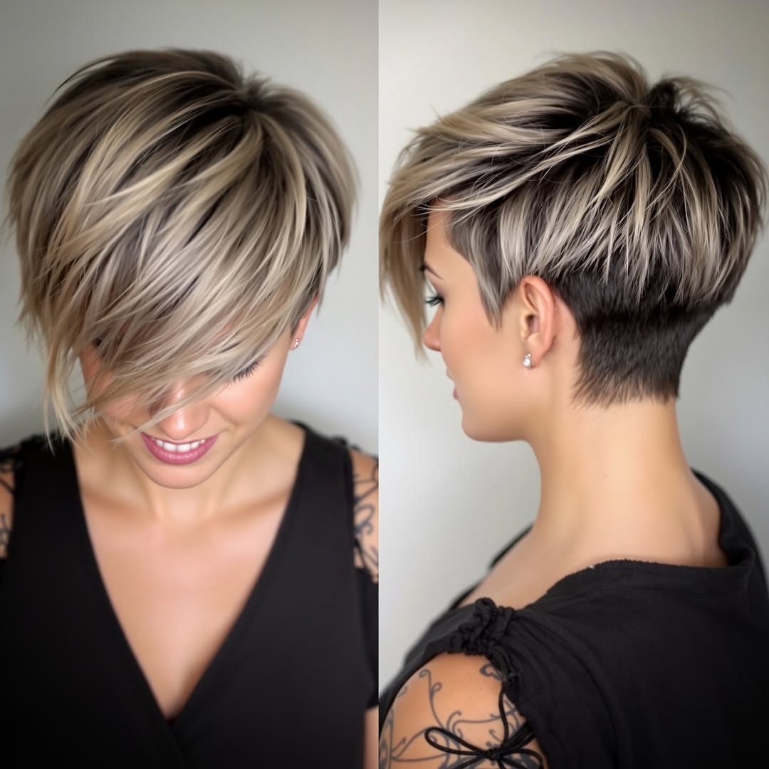 choppy pixie cut with a nape undercut