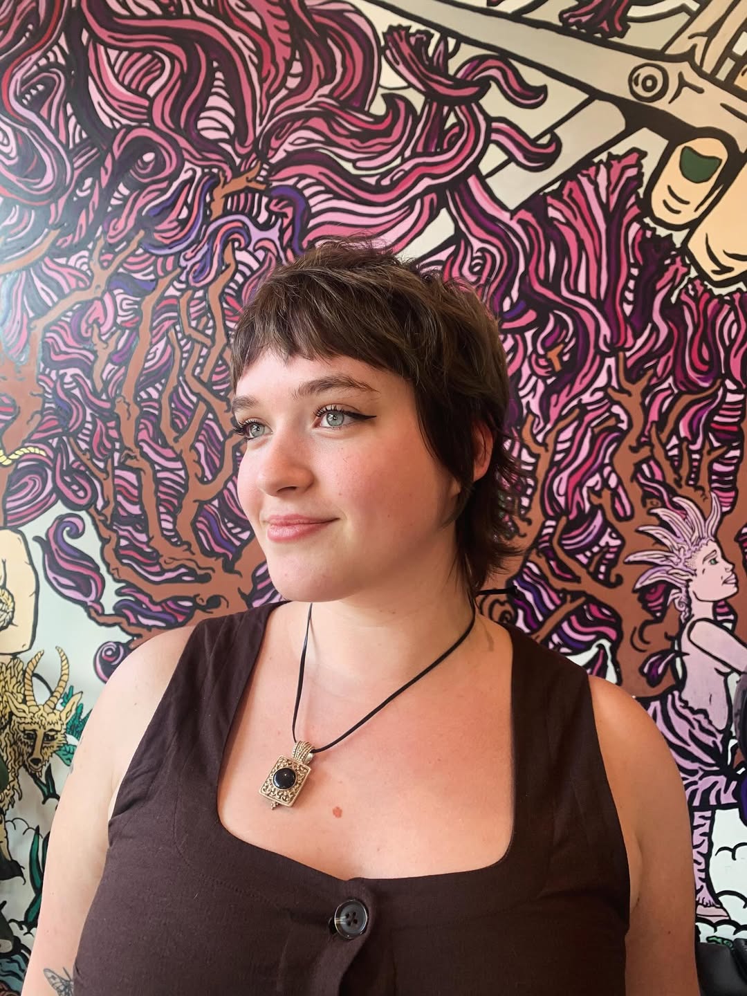 low-maintenance pixie cut with bangs