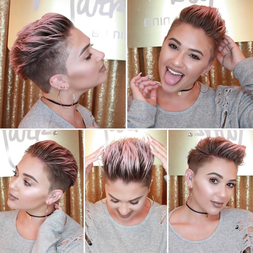 pink edgy pixie mohawk