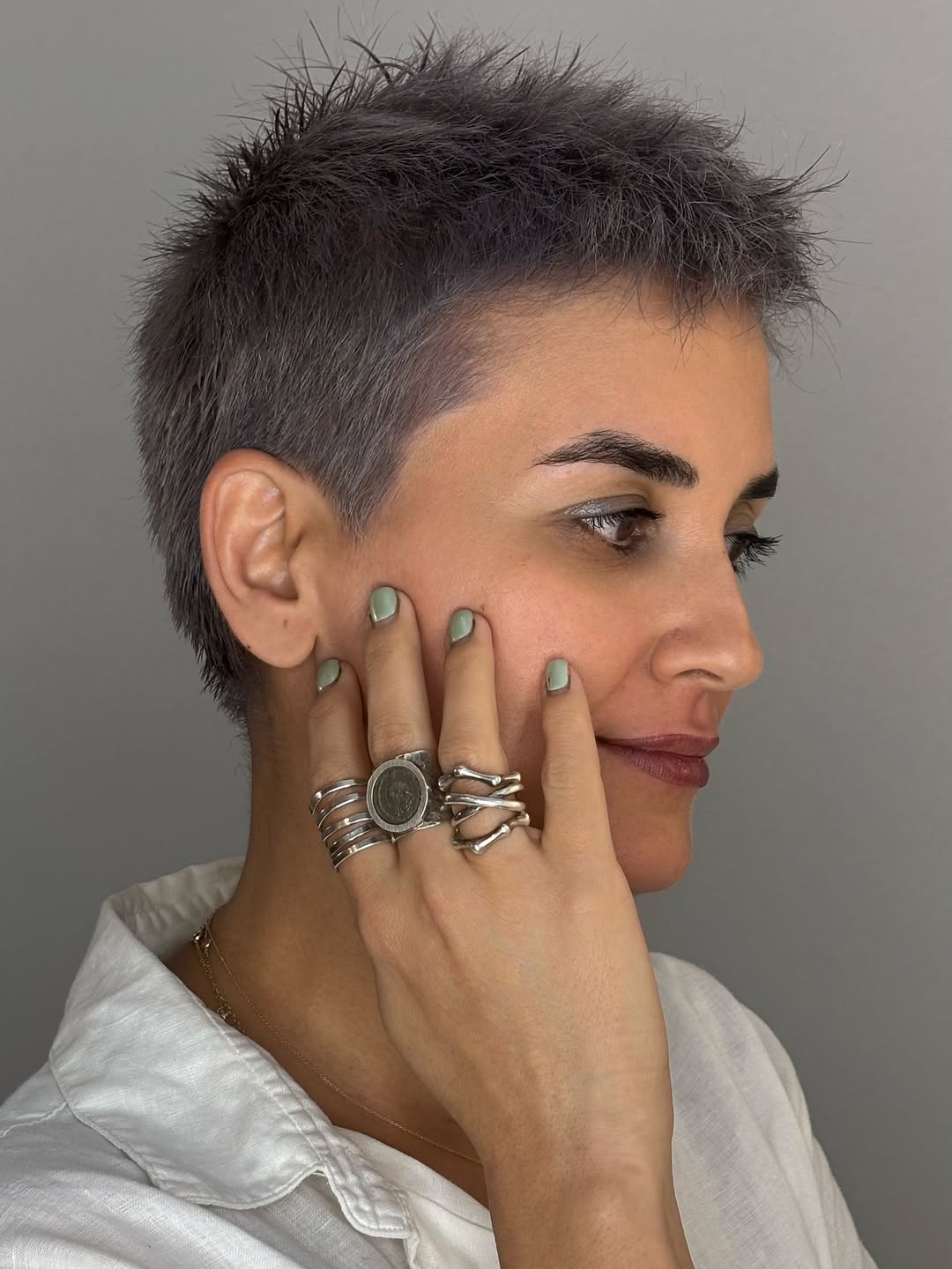 silver messy pixie haircut