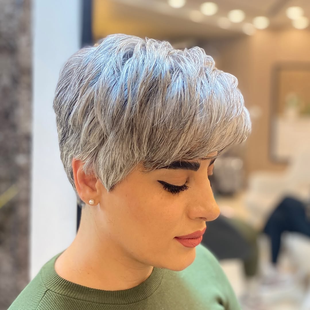 silver short pixie cut